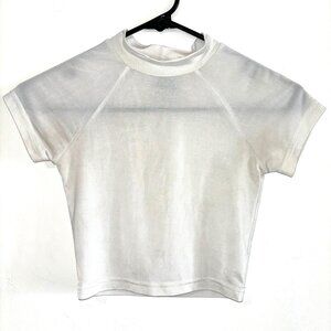 Unif womens mock neck white crop tee